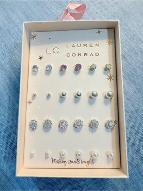 LC Lauren Conrad  12-Pair Mixed Stud Earring Set - Gift Box